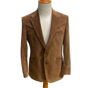 David Hunter Mens Brown Corduroy Western Style Blazer Jacket Size 40R